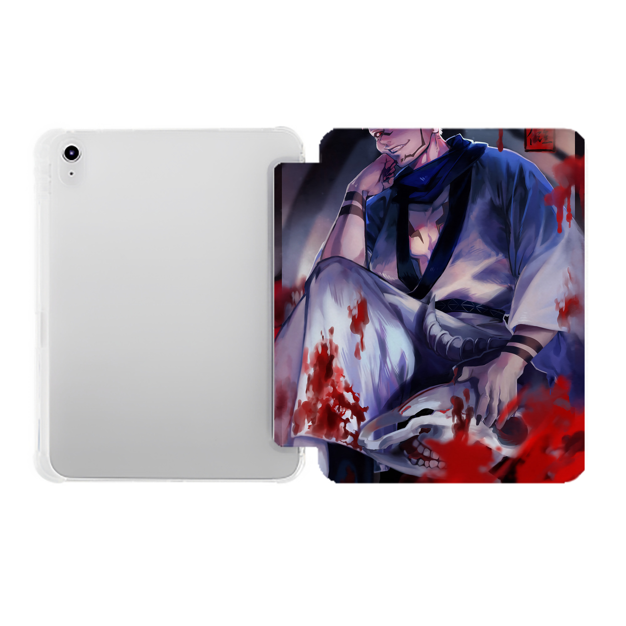 （画像用） 呪術廻戦 Jujutsu Kaisen IPad ケース ペン収納付き 三つ折りスタンド PUレザー×シリコン 対応機種9.5/10.5/10.9インチ